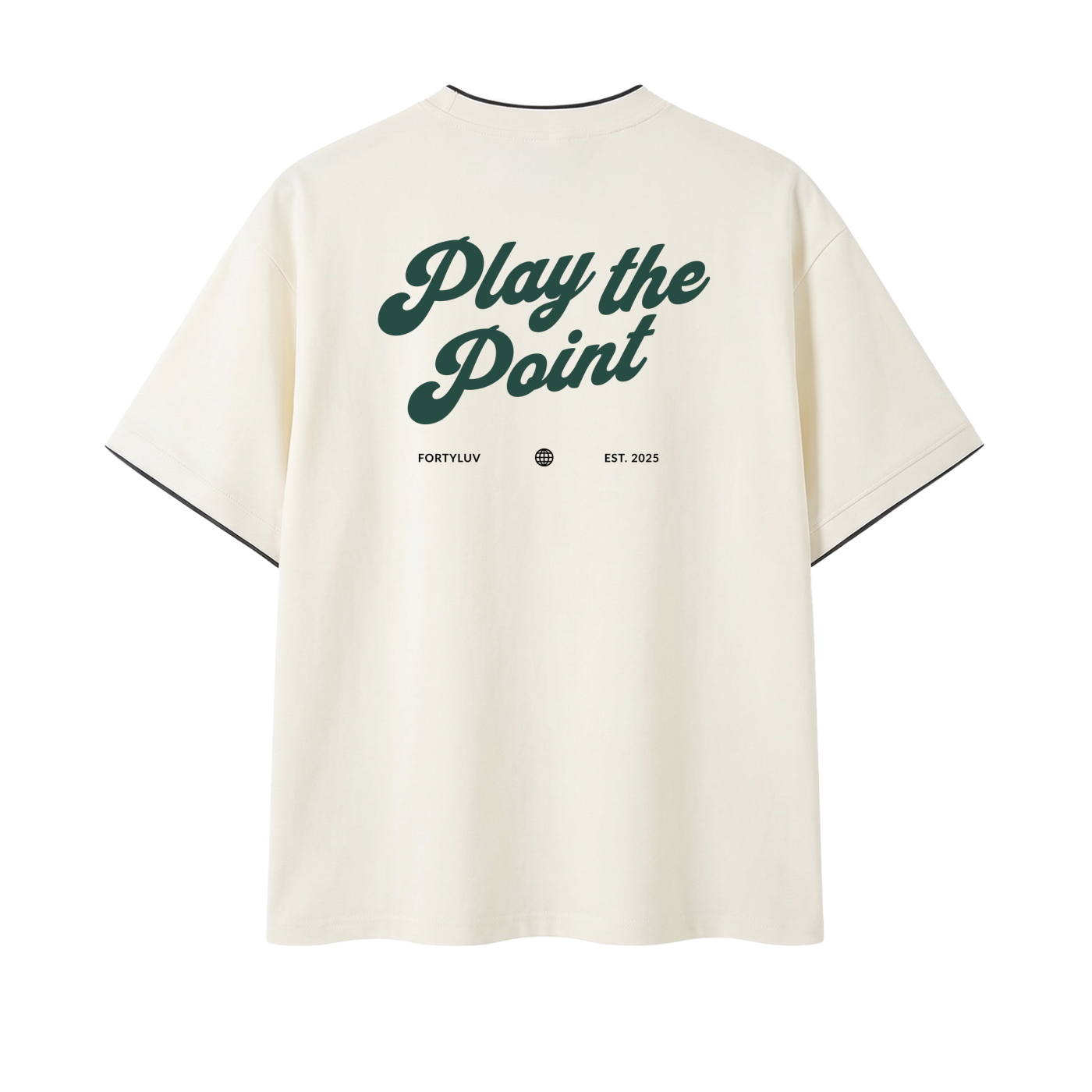 Padel Off-white t-shirt with 'Play the Point' text on the back