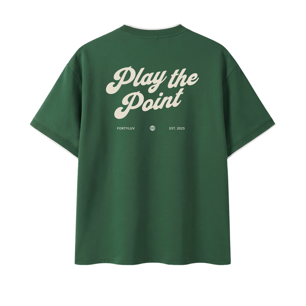 Padel Green t-shirt with 'Play the Point' text on the back
