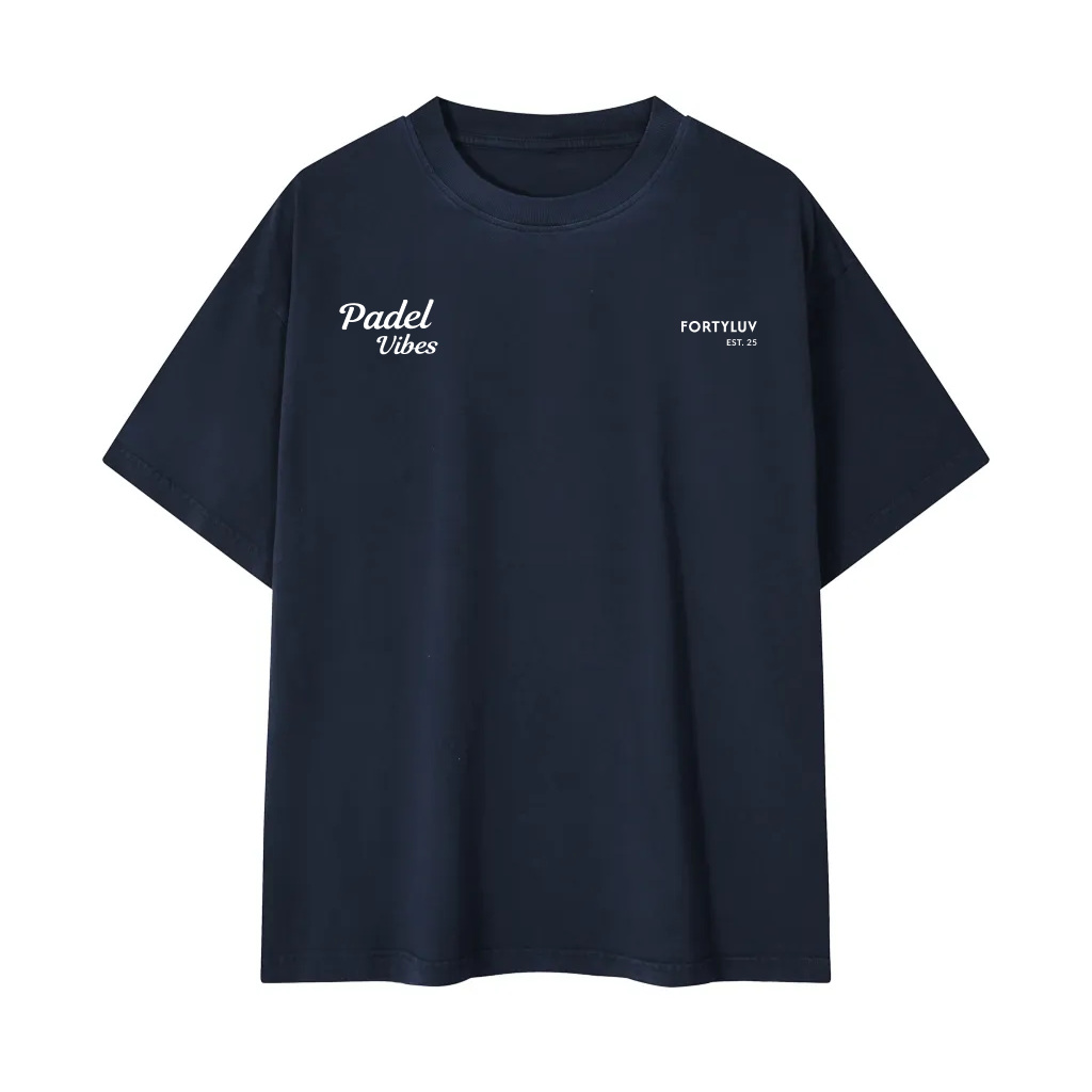 Padel Navy blue t-shirt with white text on a white background
